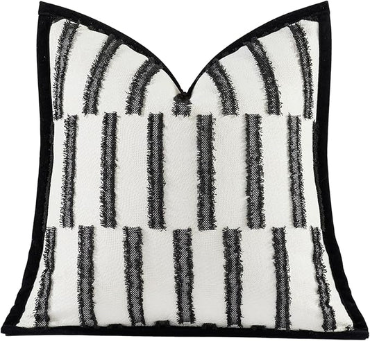 New 20x20'' inches Throw Pillow Cushion Covers - White Plain Color Cocostyle Chenille Jacquard Embroidery Vogue Luxury Modern Style Couch Sofa Bed Pillow Cover for Living Room Bedroom