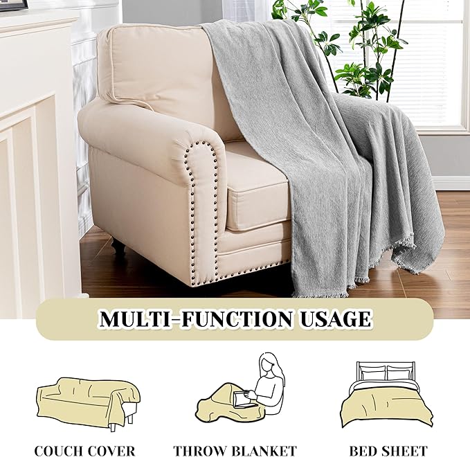 MEETSKY Grey Sofa Cover Washable for Chair Recliner, Chenille Couch Cover for Dogs, Oversized Armchair Cushion, 71" X 91"