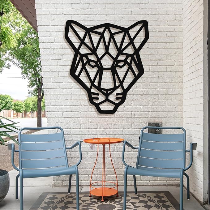 Geometric Animal Metal Wall Art – Modern Polygon Style Metal Wall Decor for Home, Living Room, or Office, Minimalist Wildlife Wall Sculpture, Black Steel Design (Style-1)