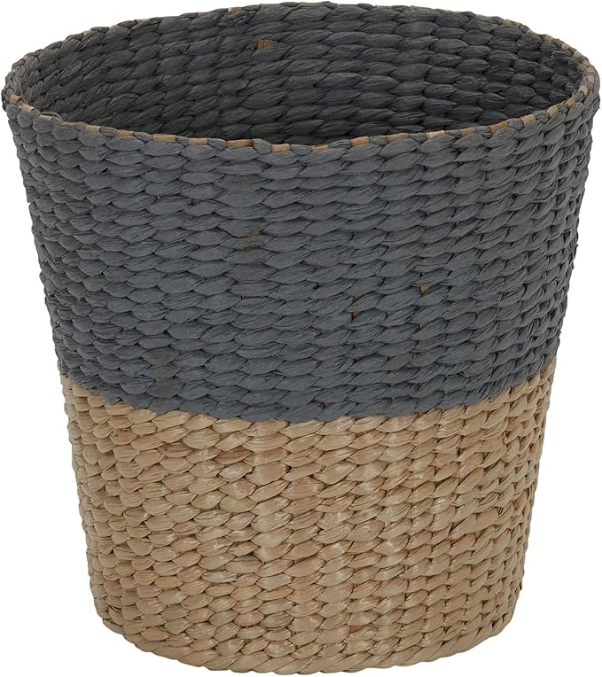 Household Essentials Wicker Waste Basket, 2-tone Hyacinth Waste Bin for Bathroom, Bedroom, Office
