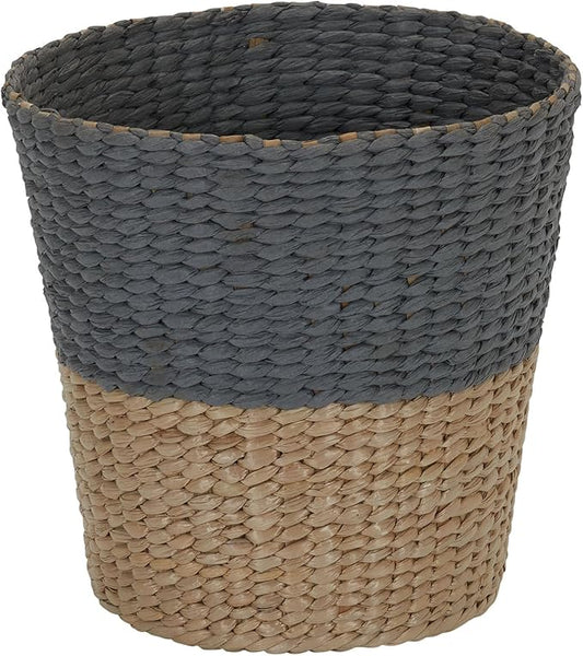 Household Essentials Wicker Waste Basket, 2-tone Hyacinth Waste Bin for Bathroom, Bedroom, Office