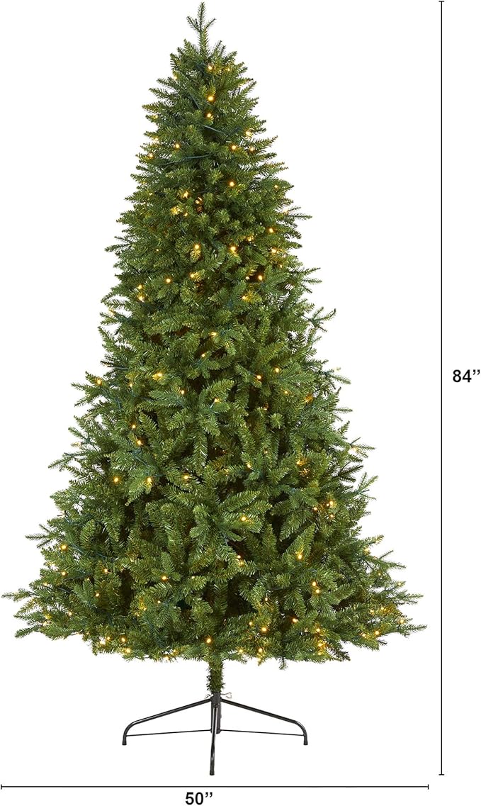 Nearly Natural 7ft. New Hampshire Fir Artificial Christmas Tree with 450 Clear LED Lights
