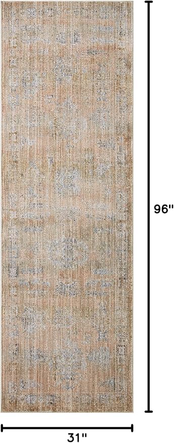 Loloi Jean Stoffer Katherine Collection KES-04 Copper/Steel 2'-7'' x 8'-0'', .25" Pile Height, Runner Rug