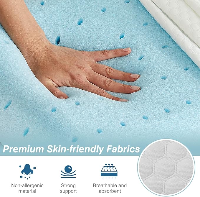 DUMOS Memory Foam Pillows for Sleeping 3 Pack, Bed Pillows for Adults with Washable Cover and Breathable Mesh, Gel Cooling Pillow for Back and Side Sleeper Support, White
