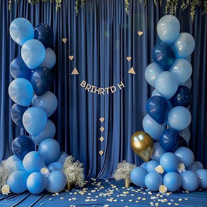 10ft x 10ft Wrinkle Free Navy Blue Backdrop Curtains Panels, 2 Panels 5x10ft Silky Polyester Photo Backdrop Drapes for Birthday Wedding Party Graduation Photography Background