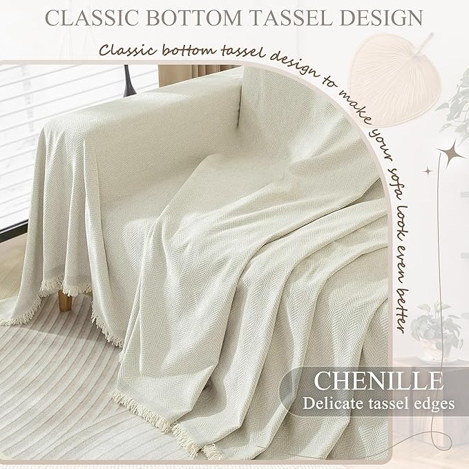ALIECOM Sectional Couch Covers L Shape Sectional Sofa Cover for Dogs 2 Piece Thick Chenille L Shaped Couch Slipcover Blanket Chaise Pet Furniture Protector Washable (X-Large, Creamy White)