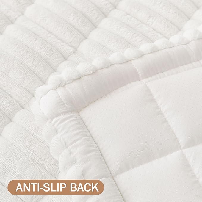 Smiry Couch Cover for Dogs Washable, Non Slip Fuzzy Pet Couch Covers for 3 Cushion Sofa Pet Friendly, Thick Soft Sofa Slipcovers Cushion Protector (White, 27.6" x 88")