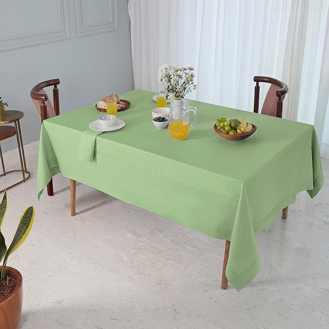 D'Moksha Homes Linen Tablecloth 60 x 90 Inch - 100% Pure Linen Sage Green Tablecloth for Rectangle Tables - Machine Washable Table Cloth for Fall, Thanksgiving, Christmas, Holiday