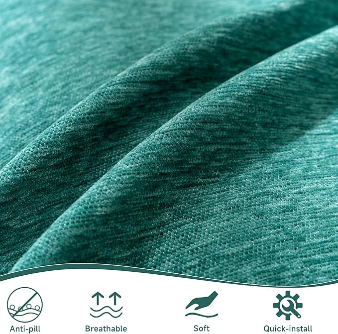 VClife Modern Teal Green Couch Cover Large Sofa Covers for Sectional Sofa Large Sofa Slipcover, Soft Chenille Couch Covers for 2 Cushion Couch Washable Living Room Furniture Protector, 71''x118''