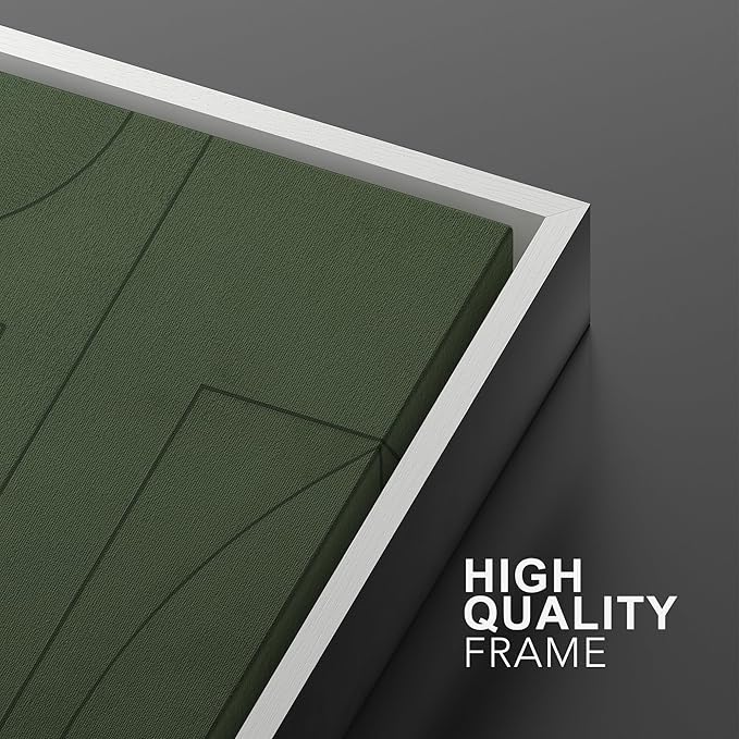 SIGNWIN Framed Canvas Print Wall Art Set Green Mid-Century Polygon Landscape Abstract Shapes Digital Art Modern Art Decorative Minimalism Vintage for Living Room, Bedroom, Office - 16"x24"x2 White