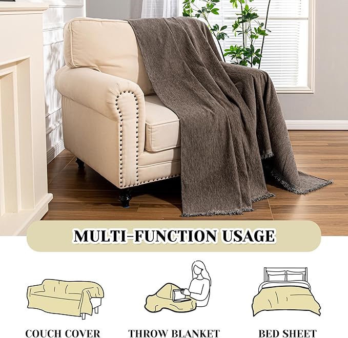 MEETSKY Oversized Chair Cover Small Couch Cover Armchair Sofa Cover for Dog Sofa Throw Cover for Sofa Single Recliner，Chenille Sofa Slipcovers for Pets Thick Washable, 71" x 91", Dark Chocolate