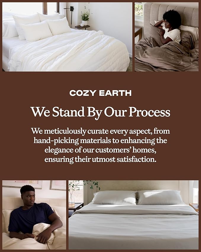 Cozy Earth Luxury Duvet Cover Twin - 100% Viscose from Bamboo - Ultra-Soft, Cooling & Lightweight Duvet Cover - Temperature-Regulating Bedding with Concealed Zip & Interior Snap Closures - Driftwood