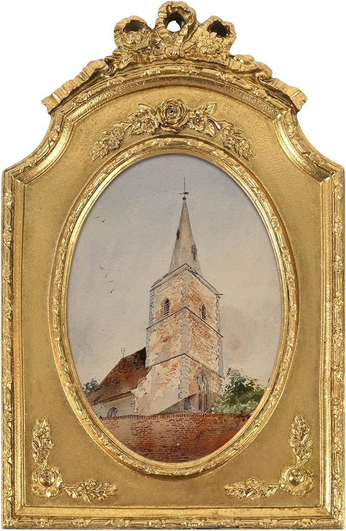 FOLKOR Retro St. Peters Church Wall Art Prints with Antique Gold Frame, Historical Architecture Travel Memorial Poster Artwork for Home Office Library Gallery Wall Decor, 4x6