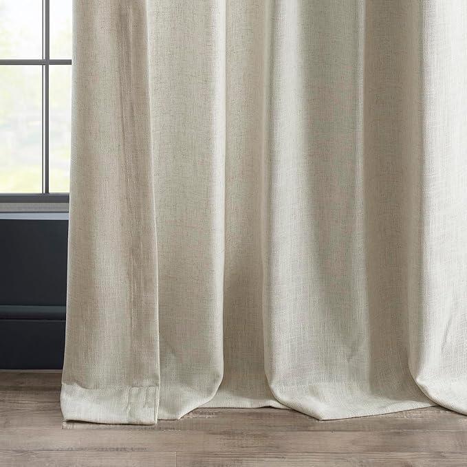 HPD HALF PRICE DRAPES Heavy Faux Linen Light Filtering Curtains for Bedroom 84 Inches Long (1 Panel) - Rod Pocket Curtains for Living Room - Window Curtains Home Decor - 50 X 84, Melted Cream