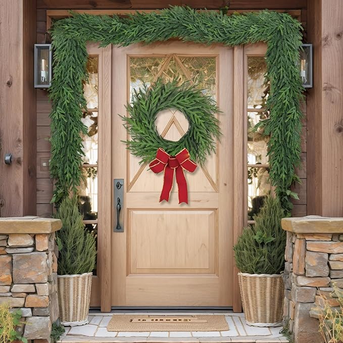 Artgar 24Ft (4 * 6ft) Christmas Pine Garland, 4 Pcs Real Touch Pine Garland, Artificial Realistic Greenery Garlands for Mantle Table Stair Window Porch Indoor Outdoor Winter Xmas Holiday Decorations