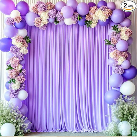 10ftx10ft Wrinkle Free Lavender Backdrop Curtain for Parties, Polyester Photo Backdrop Drapes Purple 2 Panels 5x10ft for Wedding Birthday Photography Background Indoor Outdoor