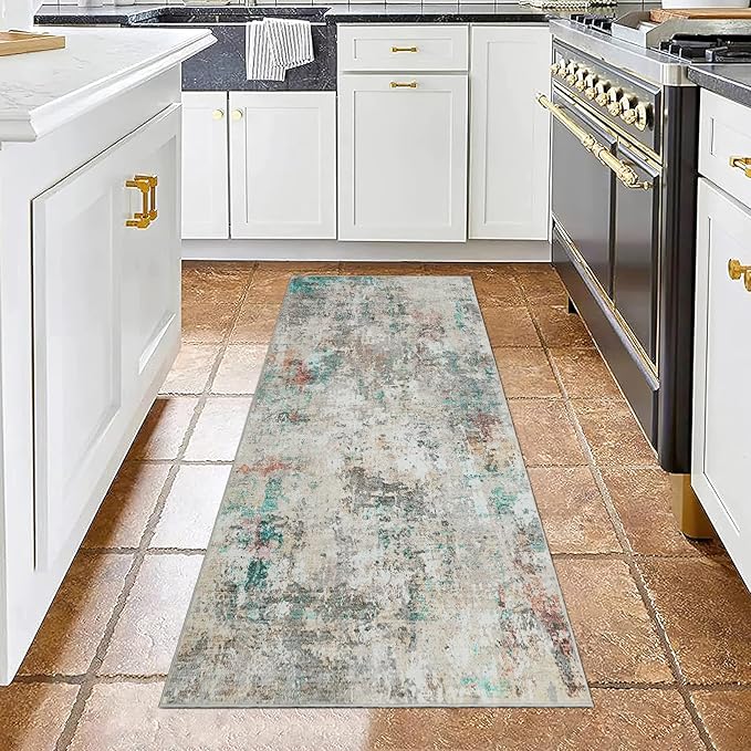 Modern Abstract Runner Rug 2x5 Washable Non Slip Stain Resistant Rug for Bedroom Living Room Non Shedding Low Pile Indoor Floor Cover,Colorful