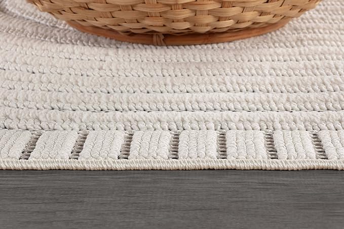 CAMILSON Modern Rug 6x9 Luxury Swirl Curved Micro Loop Area Rugs Soft High-Low Pile Stain Resistant Easy to Clean Non-Shedding Durable Living Room Bedroom Indoor Carpet (White)