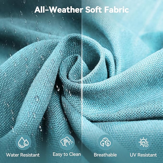 6" Thick Outdoor Cushions 24x24x6, 4-Set Deep Seat Patio Cushions with Removable Cover, Waterproof & Fade Resistant Replacement for Wicker Chair, Loveseat, Sofa - Teal