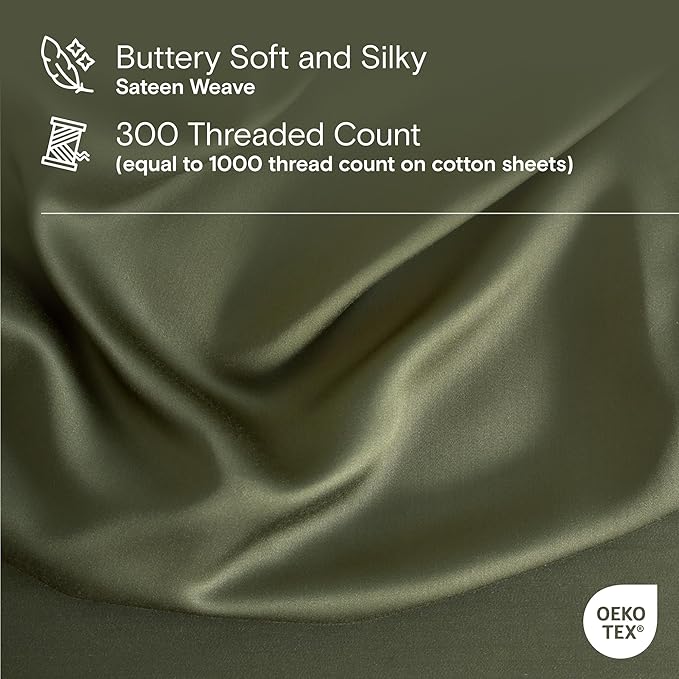 DOZ Duvet Cover Set, 100% Viscose derived from Bamboo, Organically Grown, Buttery Soft, Cooling Duvet Covers, High GSM, 1 Duvet Cover and 1 Pillowcase, 70"x90" (Olive, Twin/Twin XL)