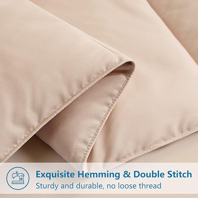 EASELAND Twin Size Down Alternative Comforter - Quilted Duvet Insert for All Seasons, Soft Lightweight with Corner Tabs, Summer Winter Warm Bedding, Beige 64×88 Inches