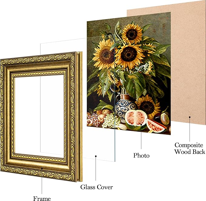 eletecpro 4x4 Picture Frames Set of 2, Ornate Vintage Photo Frame with Glass, Rustic Gold Frames Display 4 x 4 Photo for Tabletop, Gold