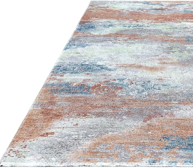 Non Slip Rugs 2x7 Modern Abstract Easy Silk Rubber Backing Soft Runner Rug for Hallways Easy to Clean Non Shedding Kitchen for Laundry Room Indoor Area Carpet (Brick - Gray, 2x7)