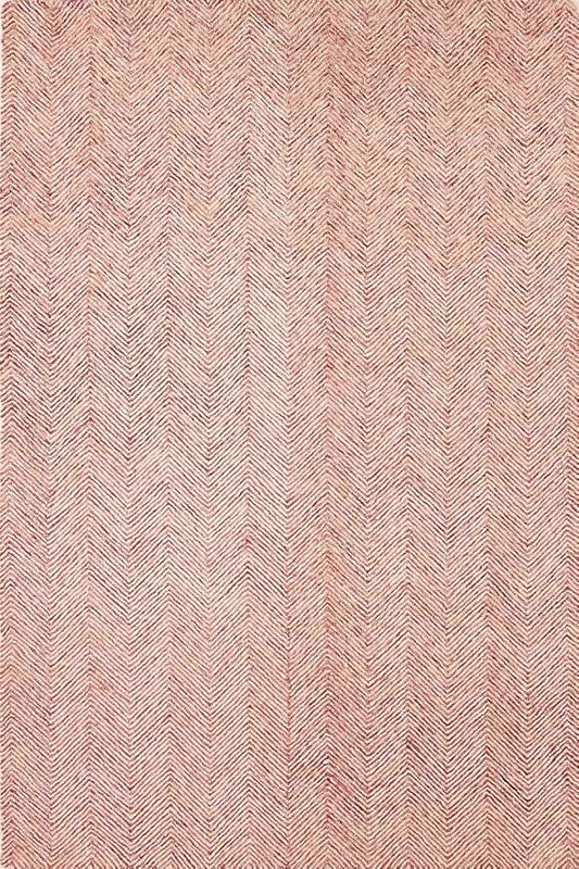 Modern Herringbone Chevron Collection Handcrafted Wool Area Rug - Durable, Zigzag Pattern, for High Traffic, Contemporary Design for Living Room, Bedroom, Dining Room Decor (Blush Pink, 4' x 6')
