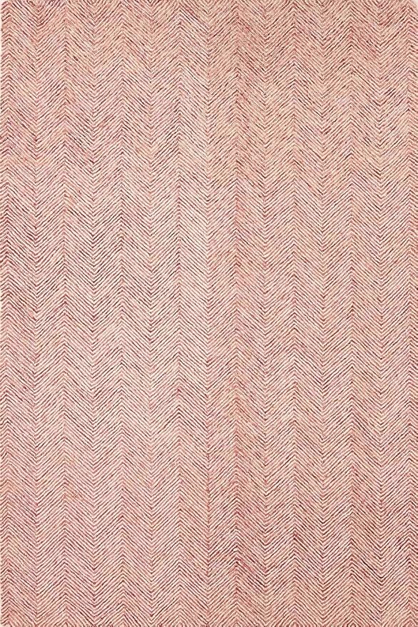 Modern Herringbone Chevron Collection Handcrafted Wool Area Rug - Durable, Zigzag Pattern, for High Traffic, Contemporary Design for Living Room, Bedroom, Dining Room Decor (Blush Pink, 8' round)