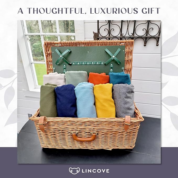 Lincove Pure Cashmere-Merino Wool Blanket - Warm & Soft Throw Blanket - 74"x55" Comfortable and Cozy Throw Blankets for Couch, Sofa, or Chair - Lightweight and Classic Throws - Amber