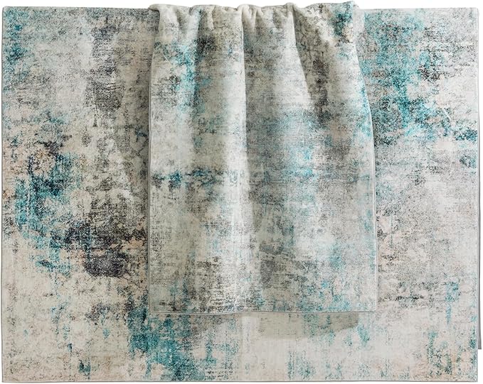 UMINEUX Washable Area Rug 5'x7' Large Modern Abstract Living Room Rug with Anti-Slip Rubber Backing, Ultra Soft Low Pile Rugs Carpet for Dining Room Bedroom Home Office Decor