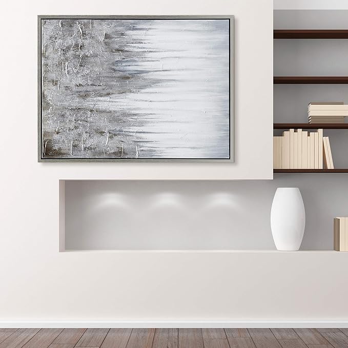 Empire Art Direct Abstract Wall Art Textured Hand Painted Canvas by Martin Edwards, Champagne Frame, 40" x 30", Iceberg