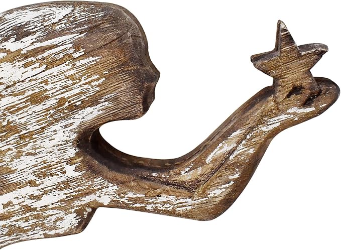 Veclotch Wood Mermaid Nautical Beach Wall Decor, Rustic Mermaid Wooden Hanging Coastal Wall Art Sculpture for Home, Lake House, Ocean Bathroom Decor, White,brown,aqua