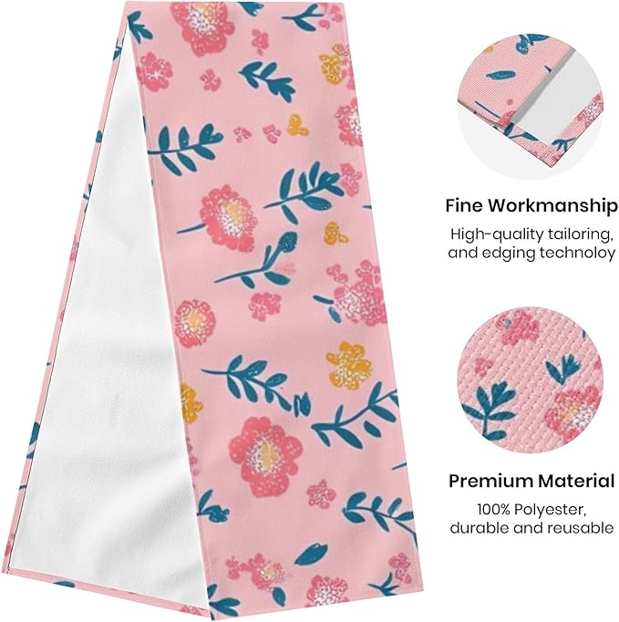 Pink Flower Table Runner 13x72 Inches Vintage Floral Faux Linen for Kitchen Dining Table Decor Wedding Birthday Party Holiday Celebration