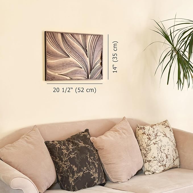 NEODECO Parametric Wood Wall Art, 3D Acoustic Wall Panel of Parametric Cut & Stained Birch Plywood Layers, Geometric Wall Hanging, Abstract Wood Wall Decor (Small)
