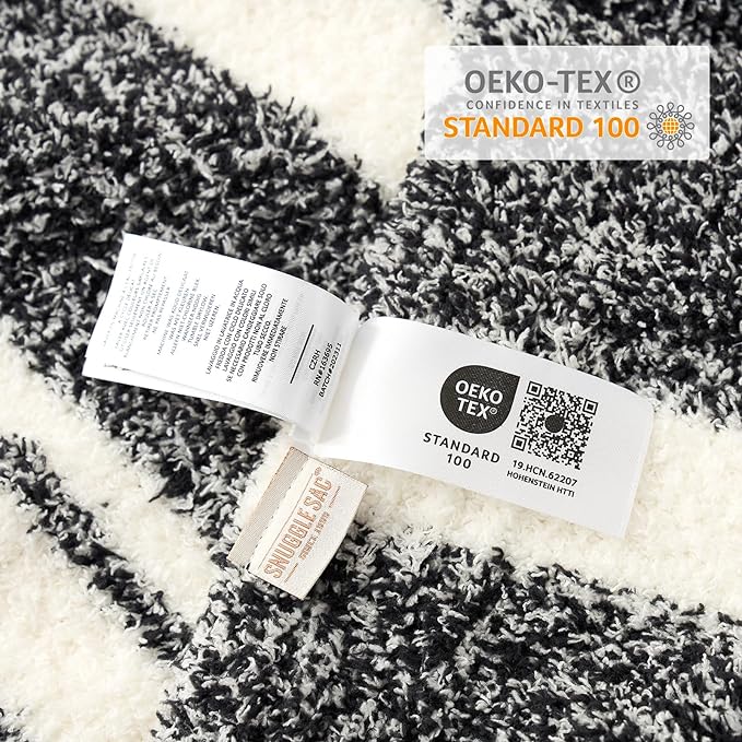 Snuggle Sac Queen Size Bed Blanket Stripe Black, Super Soft Warm Bedding Blankets Cozy Knit Fuzzy Plush Blankets for Bed, Living Room, Stripe Black, Queen 90"x90"