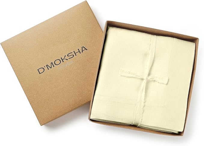 D'Moksha Homes Linen Cream Tablecloth 60 x 132 Inch - 100% Pure Linen Rectangular Tablecloth - Machine Washable Table Cloth for Fall, Thanksgiving, Christmas, Holiday