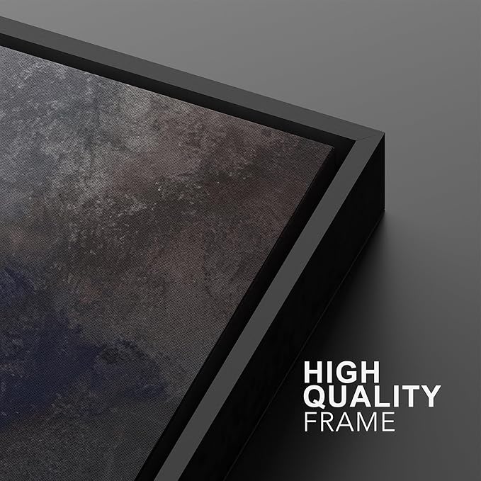 SIGNWIN Framed Canvas Print Wall Art Set Midnight Slate Abstract Blue and Gray Brushstroke Zen Bohemian for Living Room, Bedroom, Office - 24"x36"x2 BLACK