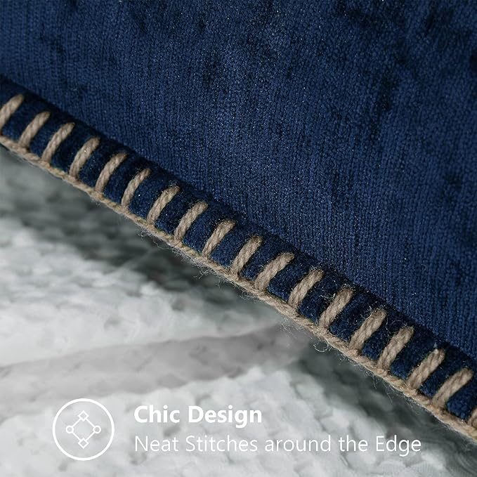 decorUhome Chenille Soft Throw Pillow Covers 22x22 Set of 2, Farmhouse Velvet Neutral Decorative Euro Pillow Covers with Stitched Edge for Couch Sofa Bed Home Decor, Poseidon