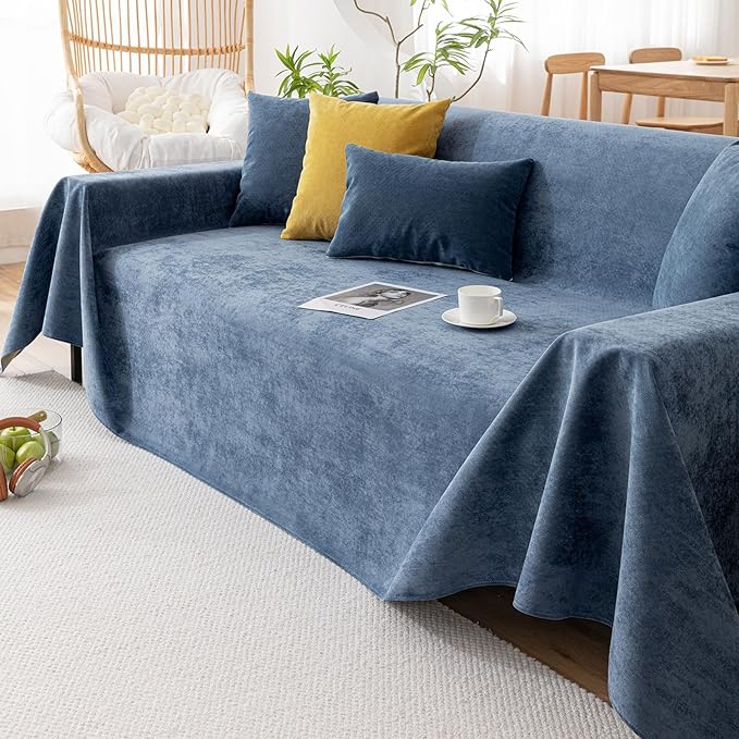 VClife Anti Cat Scratch Sofa Cover, 100% Waterproof Couch Cover Pets Sofa Cover for Sectional Sofa, Anti Slip Couch Protector Washable Throw Couch Cover for 3 Cushion Couch Sofa, Dark Blue, 71"X150"