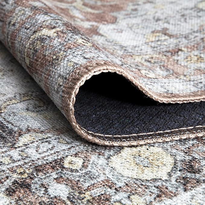 Bloom Rugs Washable Non-Slip 10 ft Runner - Blush/Beige Traditional Medallion Runner for Entryway, Hallway, Bathroom, and Kitchen - Exact Size: 2.5' x 10'