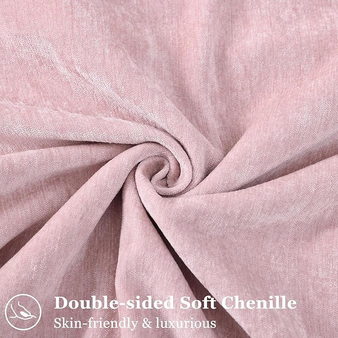 decorUhome Christmas Couch Throw Pillow Covers 16x16 Set of 2, Decorative Soft Euro Velvet Neutral Chenille Pillow Covers with Elegant Design for Sofa Bed Living Room Home Decor, Blush Pink