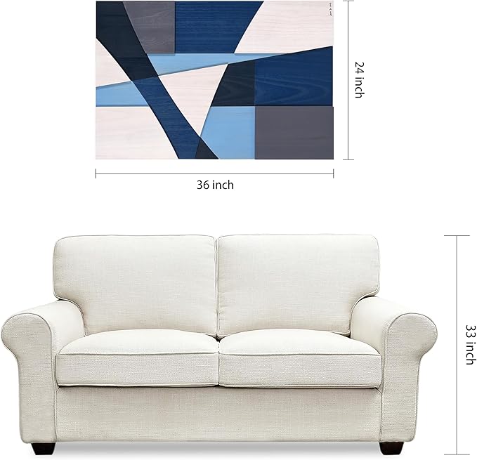 Empire Art Direct "Whispers of Blues II Hand Made & Hand Finished Solid Wood Abstracts, Ready to Hang, Living Room, Bedroom & Office, 36" x 24"x 1.42"