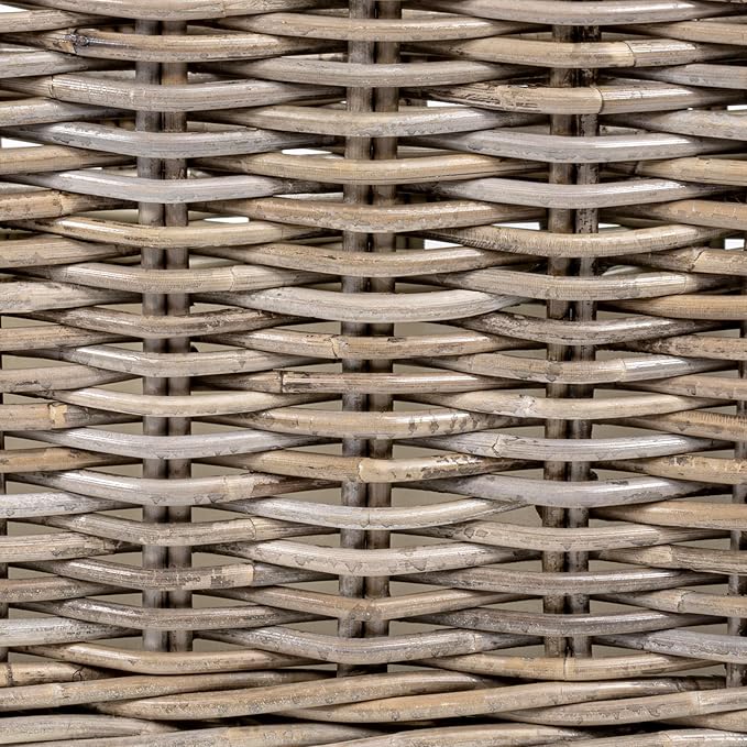 happimess BSK1001A Yael Coastal Hand-Woven "STORAGE" Rattan Basket with Wheels and Handles for Storage and Decoration in Bedroom, Living Room, Laundry Room, Entryway, Kubu Gray
