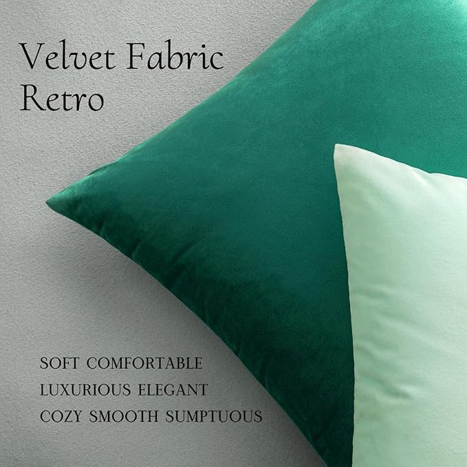 MIULEE Pack of 2 Mint Green Velvet Throw Pillow Covers 18x18 Inch Soft Solid Decorative Square Set Cushion Cases for Spring Couch Sofa Bedroom