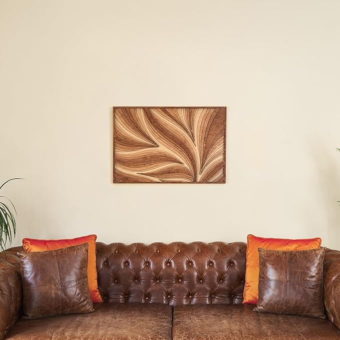 NEODECO Parametric Wood Wall Art, 3D Acoustic Wall Panel of Parametric Cut & Stained Birch Plywood Layers, Geometric Wall Hanging, Abstract Wood Wall Decor (Small)