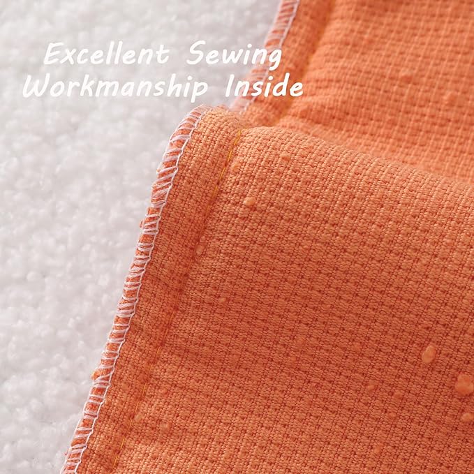 FUTEI Pack of 2 Orange Decorative Throw Pillow Covers 24x24 Inch Soft Cozy Solid Boucle Textured European Cushion Case,Modern Home Decor for Couch Bed Living Room