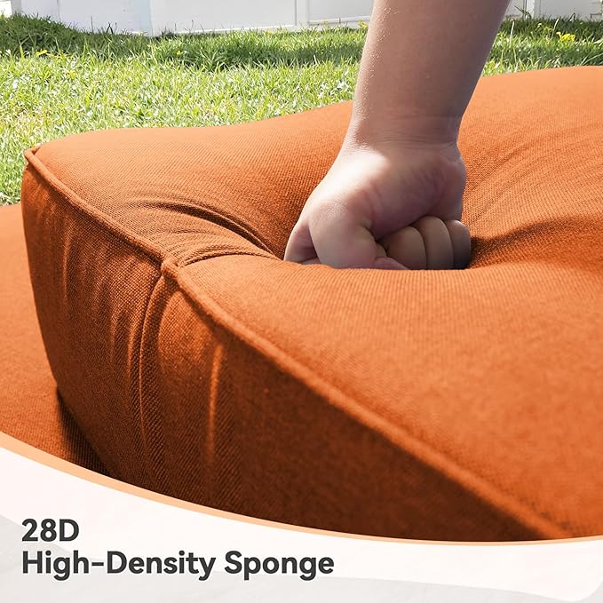 6" Thick Outdoor Cushions 24x24x6, 8-Set Deep Seat Patio Cushions with Removable Cover, Waterproof & Fade Resistant Replacement for Wicker Chair, Loveseat, Sofa - Orange