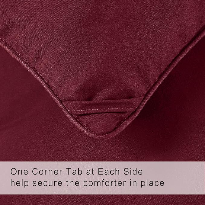 COHOME Quilted Twin XL Size Comforter - All-Season Down Alternative Duvet Insert - Luxury Hotel Soft Breathable Burgundy Comforter with Anti-Clump Tech & 8 Tabs -Reversible （68"x92"）