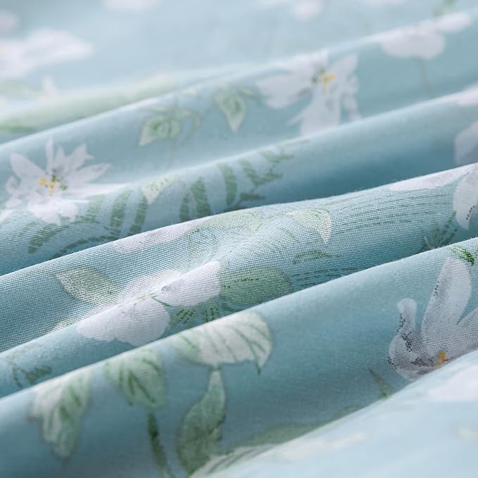 HoneiLife Wildflower Duvet Cover Queen - 100% Cotton Comforter Cover Sets, Floral Duvet Cover Sets 3-PC, Floral Bedlinen Set with Zipper Closure & Corner Ties